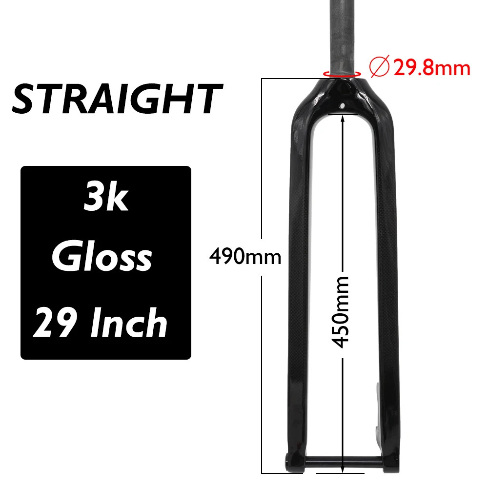 26/27.5/29 Inches Carbon MTB Fork Thru Axle 15*100mm Straight/Conical Disc Brake