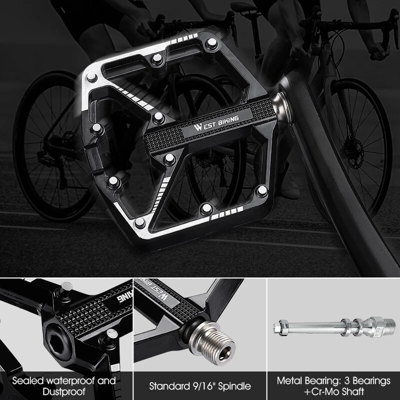 Bicycle Pedal DU/ 3 Bearing Sealed Mountain Road Bike Widened Pedals Anti-slip