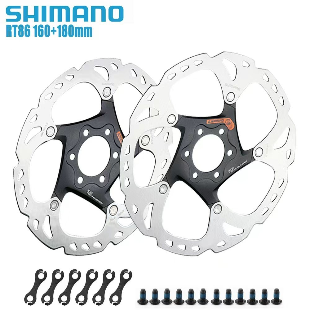 Shimano Deore XT SM-RT86 Ice-Tech Disc Brake Rotors – 160mm + 180mm Set (6-Bolt)