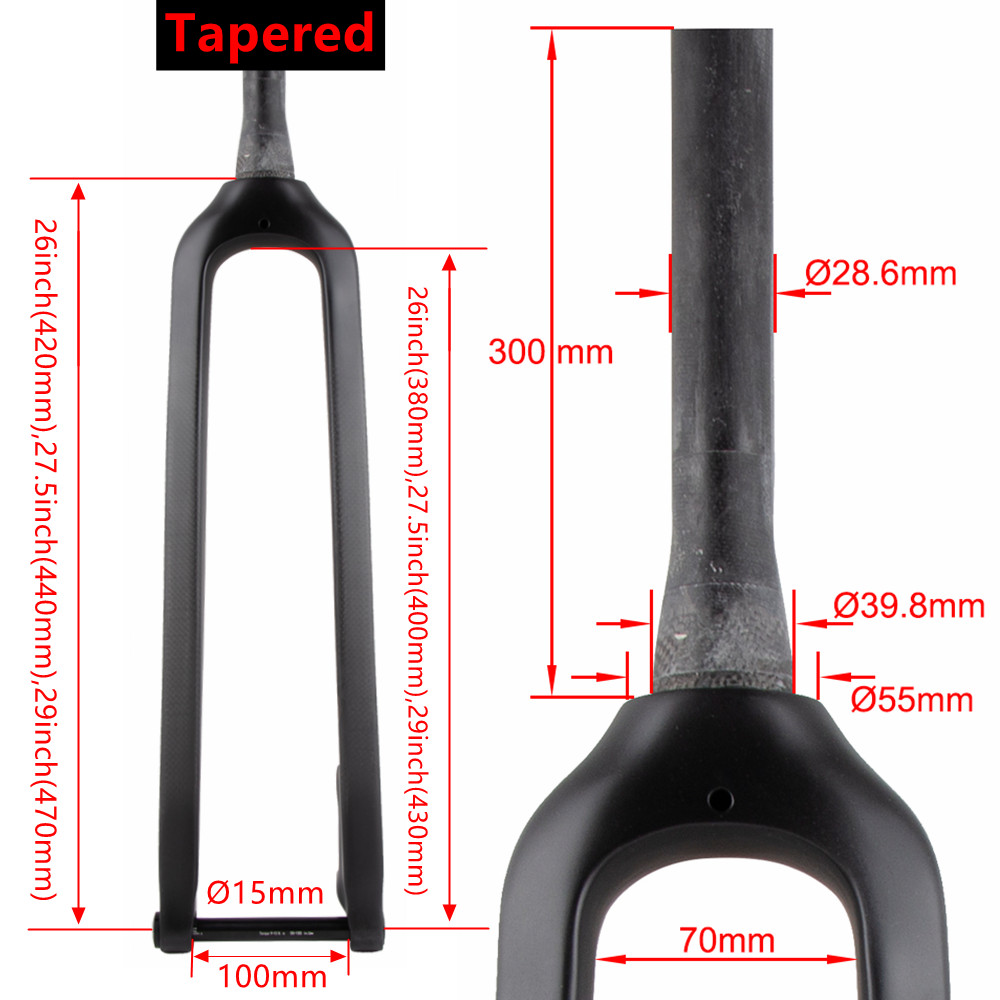 Carbon MTB Bike Mountain Front Fork 26 27.5 29er Thru Axle 15*100mm Disc Froks