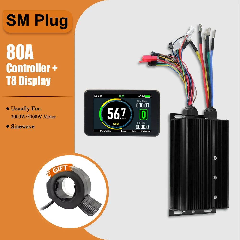 48V/72V 80A Sine Wave Brushless Controller with LCD Display Ebike Conversion Kit