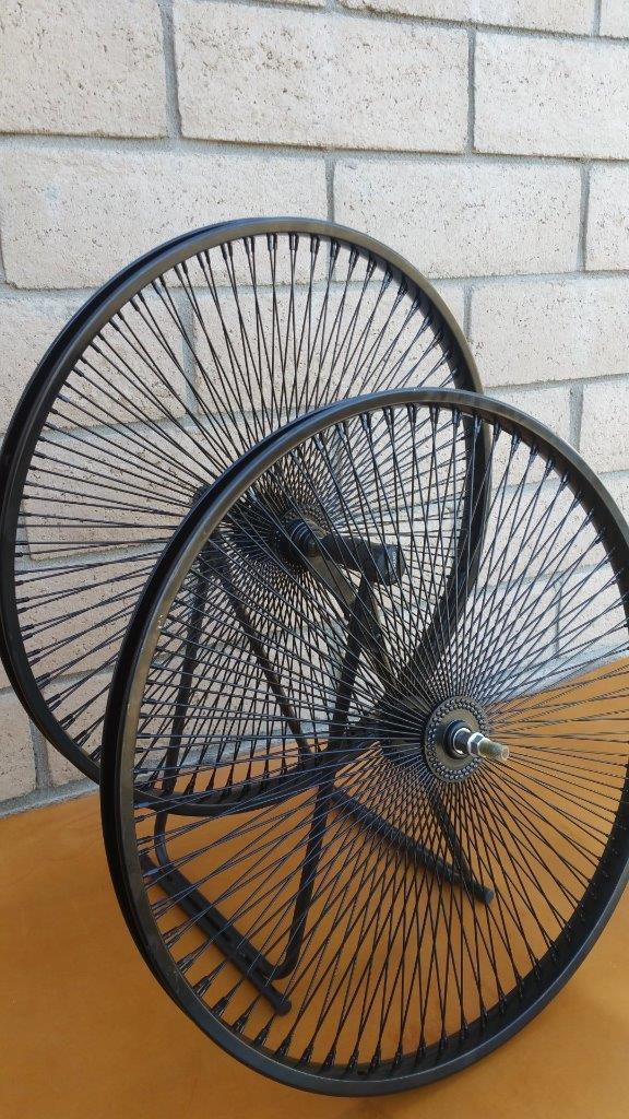 Pair of 26″ Cruiser Lowrider Bicycle Dayton BLACK Wheels 144 Spokes Front & Rear