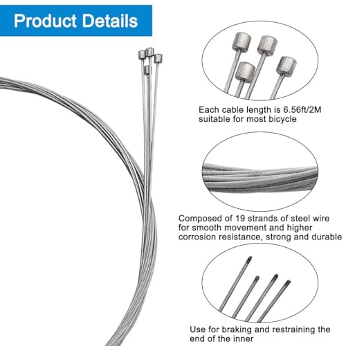 Bike Shift Cable Kit, 4 Pcs Derailleur Cable Shift Cable and A 2M Bike Cable