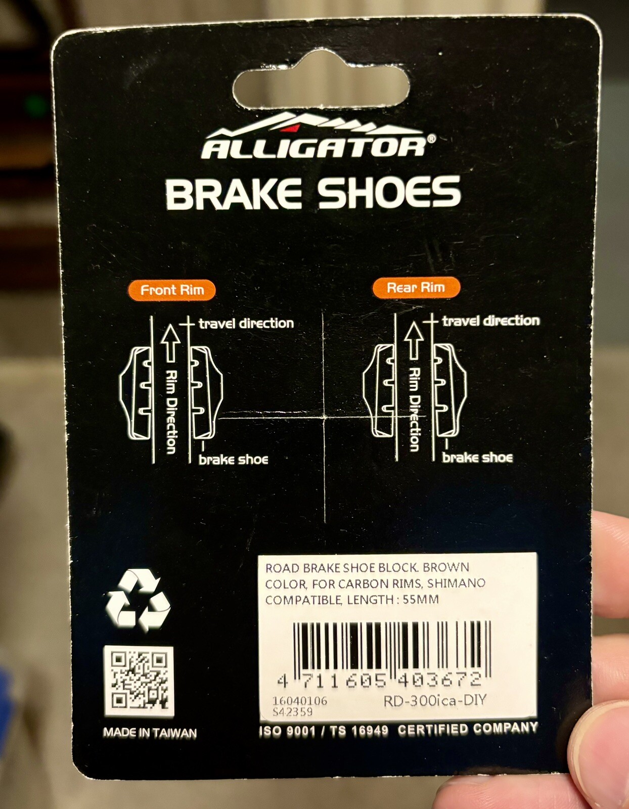 Alligator Carbon Road Bike Rim Brake Pads – Shimano – 55mm