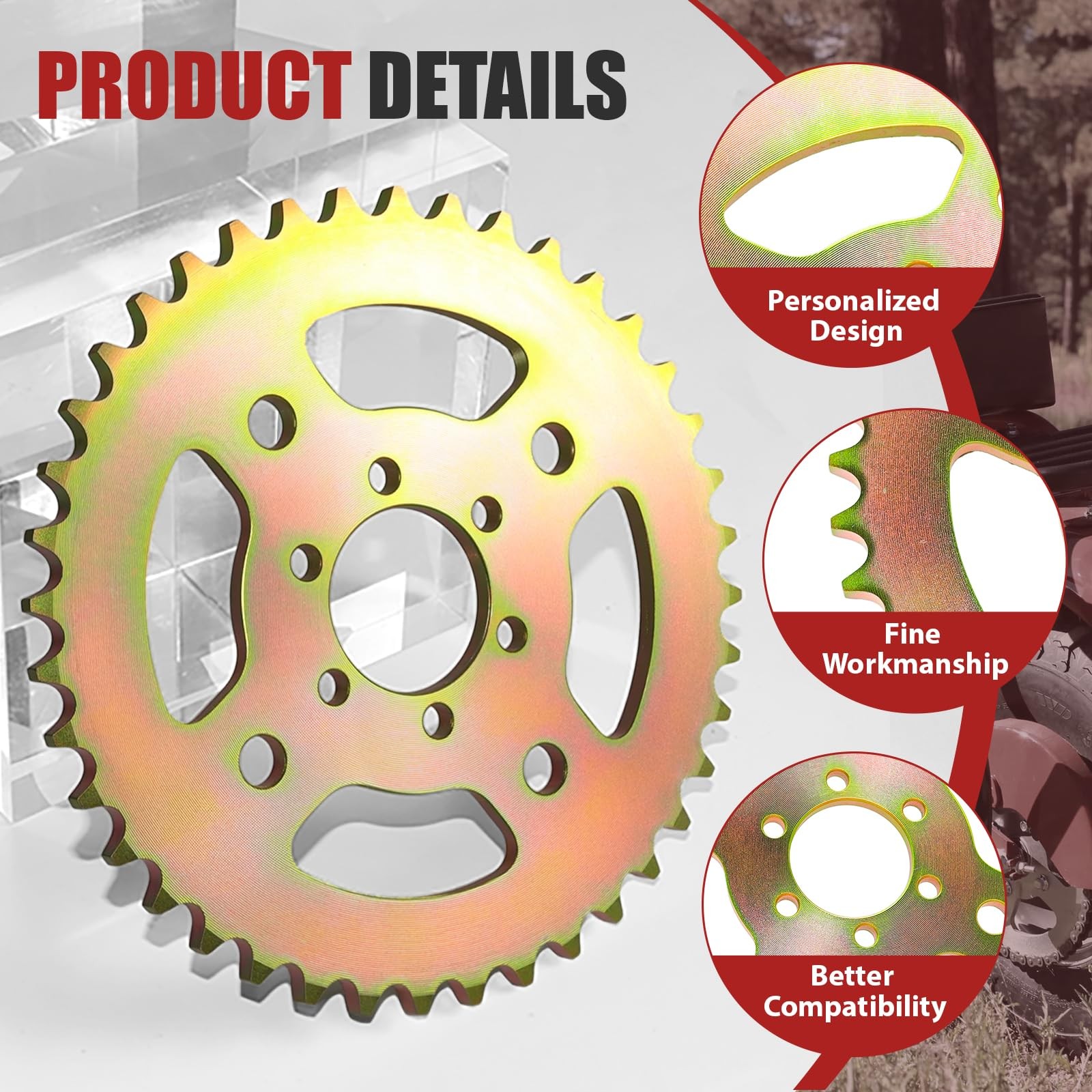 Superlong 40 Tooth Mini Bike Sprocket For 40/41/420 Chain Rear Sprocket 37Mm