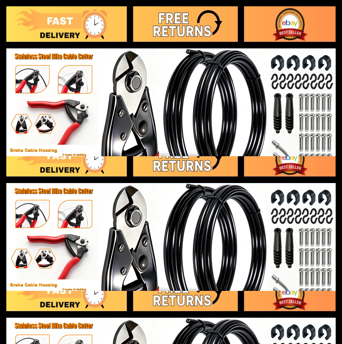 107PCS Universal Bike Cable Kit – Stainless Steel Wire Cutter, Brake & Shift Cab