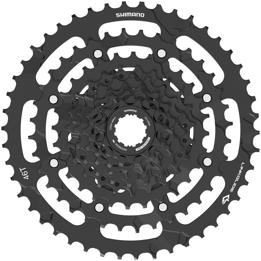 Shimano CUES CS-LG300-9 Cassette – 9-Speed, 11-46t, LINKGLIDE, Black