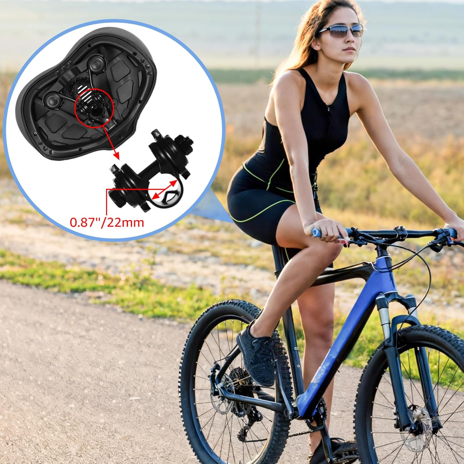 Noseless Oversized Bike Seat – Extra Wide Bicycle Seat Cushion, 13.4 X 9.8 In, C