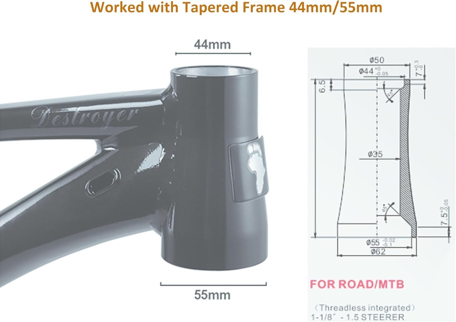 20*4″ Fat tire Fork Single Shoulder Suspension Bike Fork&44-55mm Tapered Headset
