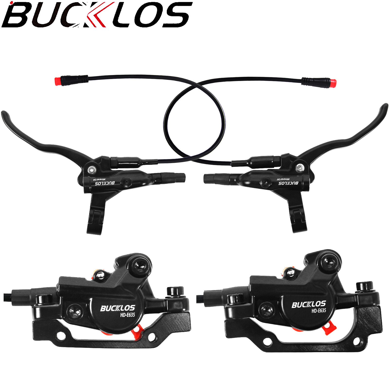 BUCKLOS HD-E635 Hydraulic Brake set 2-Pistons Front&Rear 1100mm/1800mm E-Bike