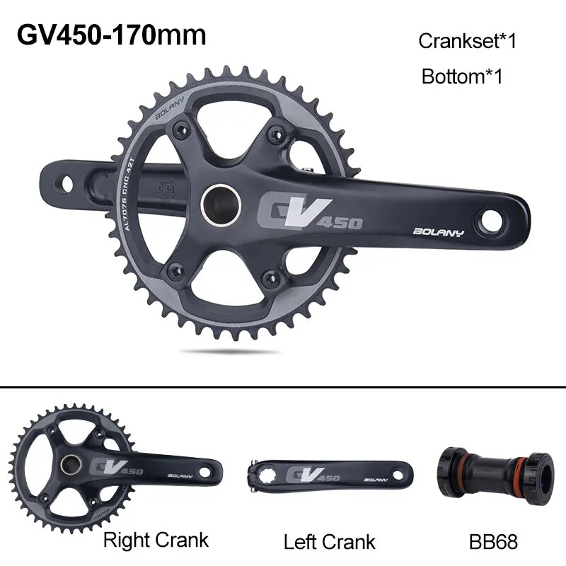 170mm Cross-country Road Gravel Bike Crank Arm 96BCD 42T Single Chainring 10/11S