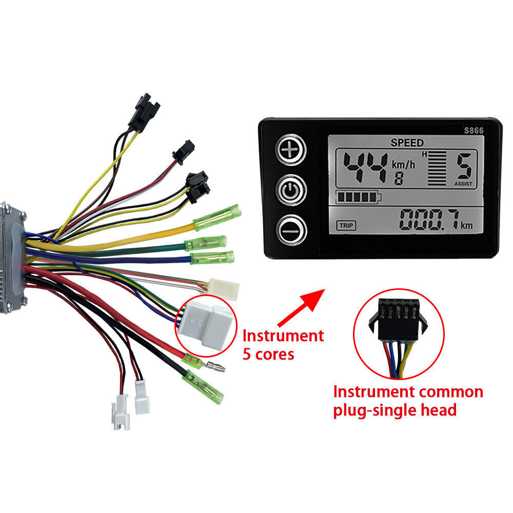 36-48V Brushless 15A Controller LCD-S866 Display Panel Kit for E-Bike Scooter