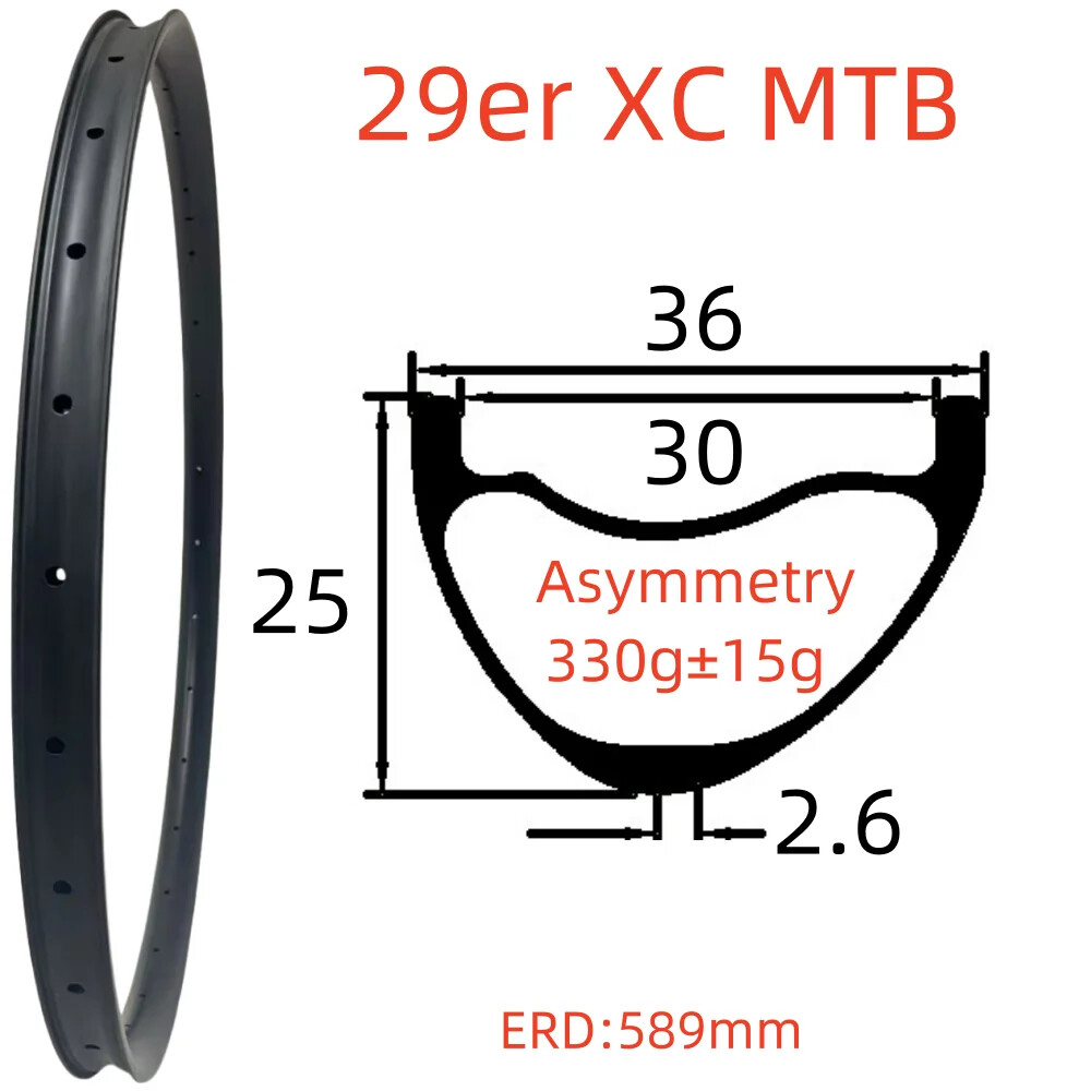 29er Carbon XC MTB Bike Rim Super Light UD Matte Glossy Hookless/Tubeless Wheel