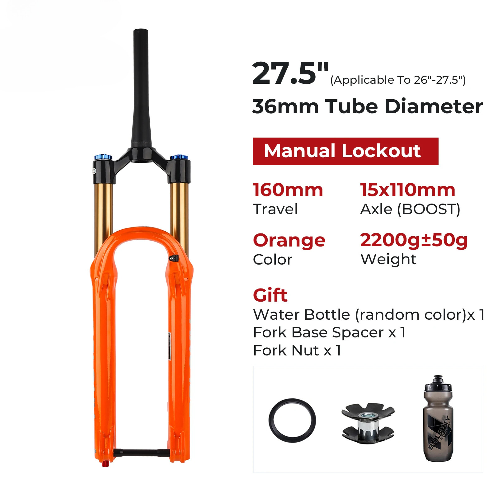 Boost MTB Suspension Air Fork 27.5/29Inch 160mm Travel Damping Adjustable