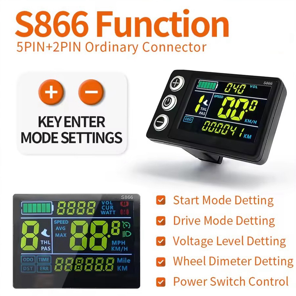 E-Bike 24V 36V 48V 60V S866 LCD Display Screen Control Panel with NFC Function