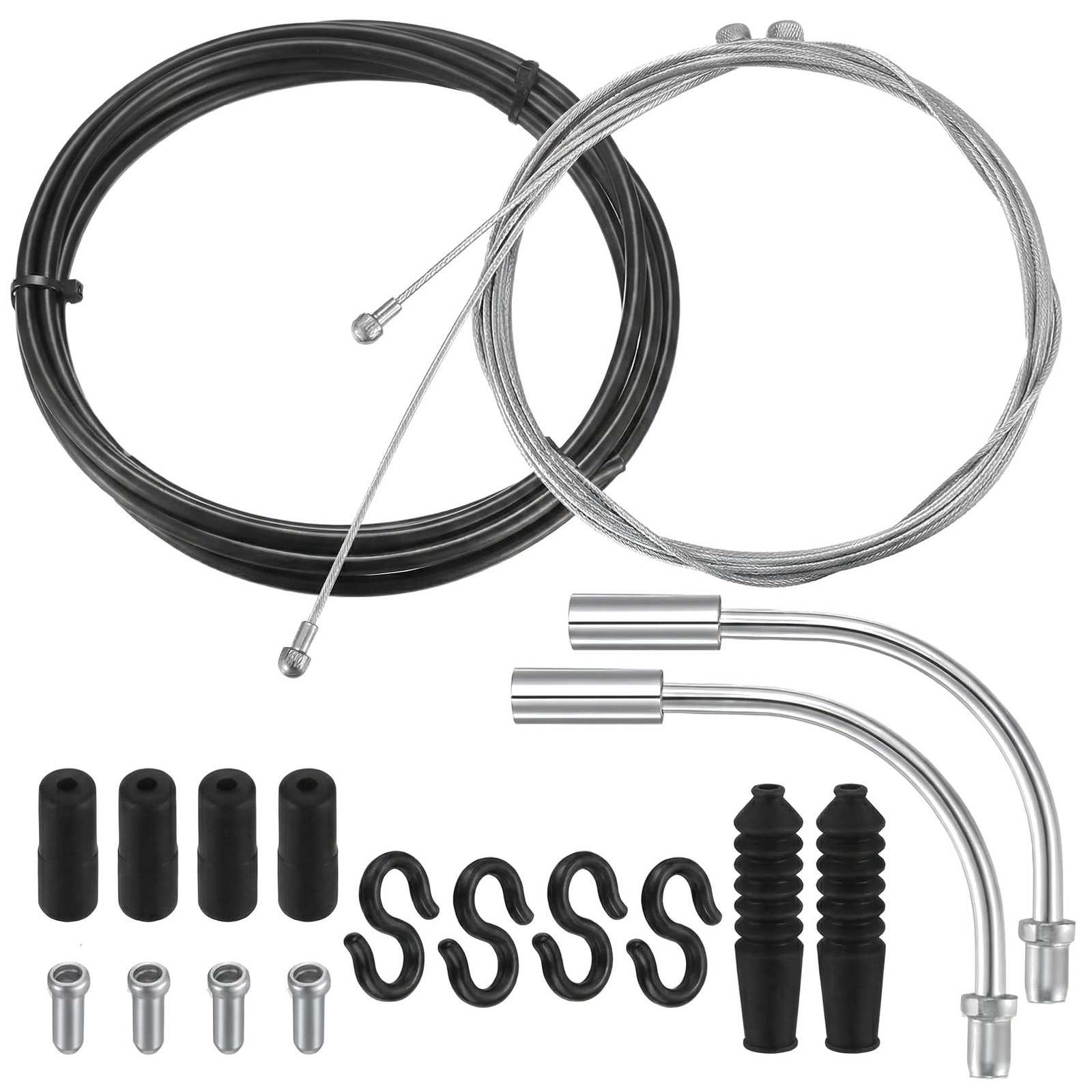 Bike Brake Cable Kit, Dual-Ended Bicy cle Cables with 2.5 0.06″W, black