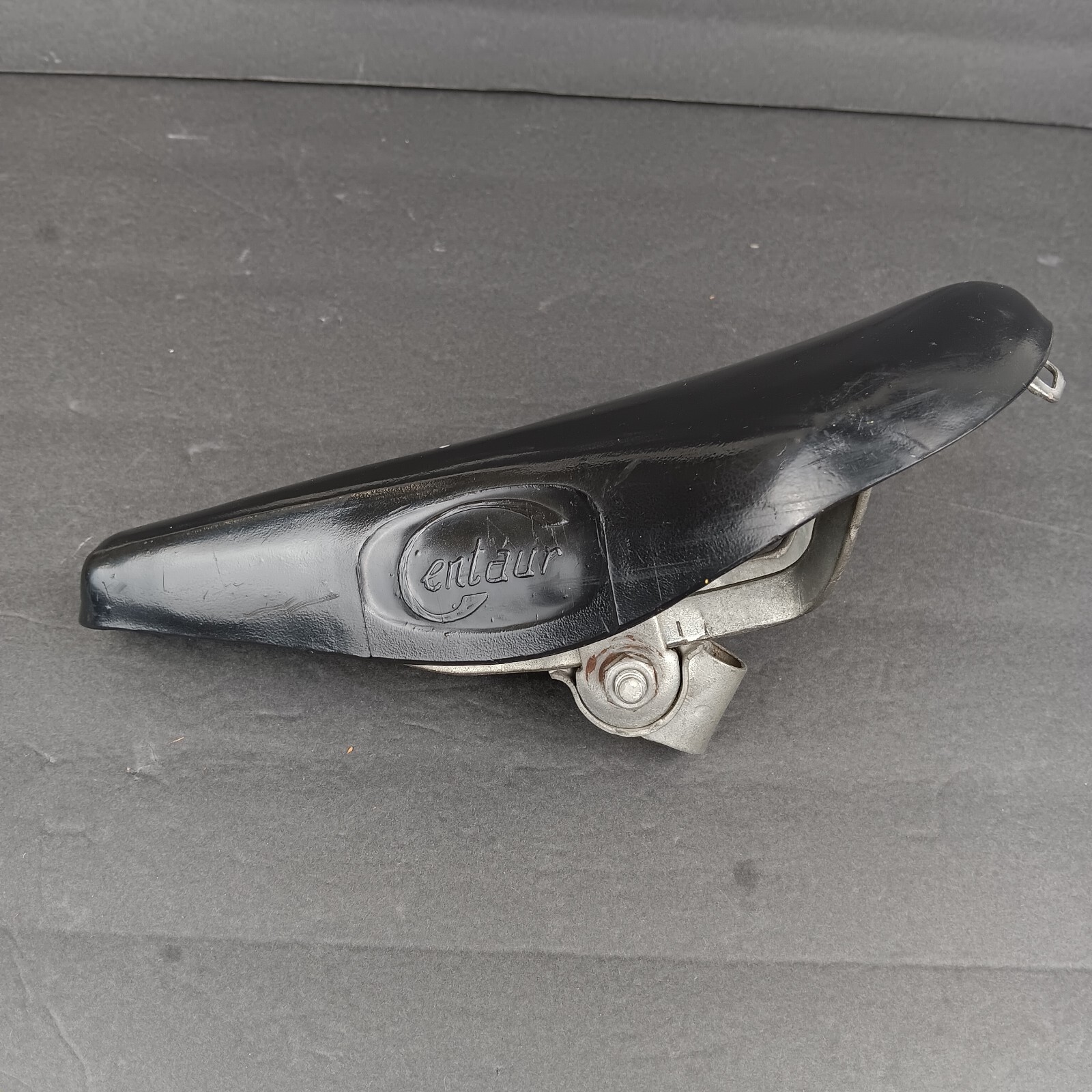 Vintage Centaur Italy Spring Bicycle Seat 10.25″×5.75″ Inches Black Vinyl Rubber