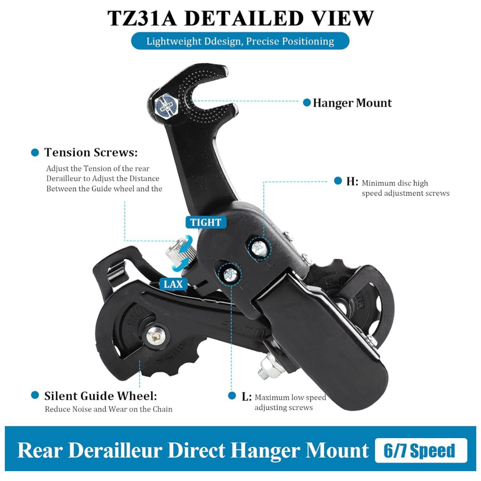 For Shimano RD-TZ31 1PC Replacement Rear Derailleur 6/7/8 Speed Mountain Bike