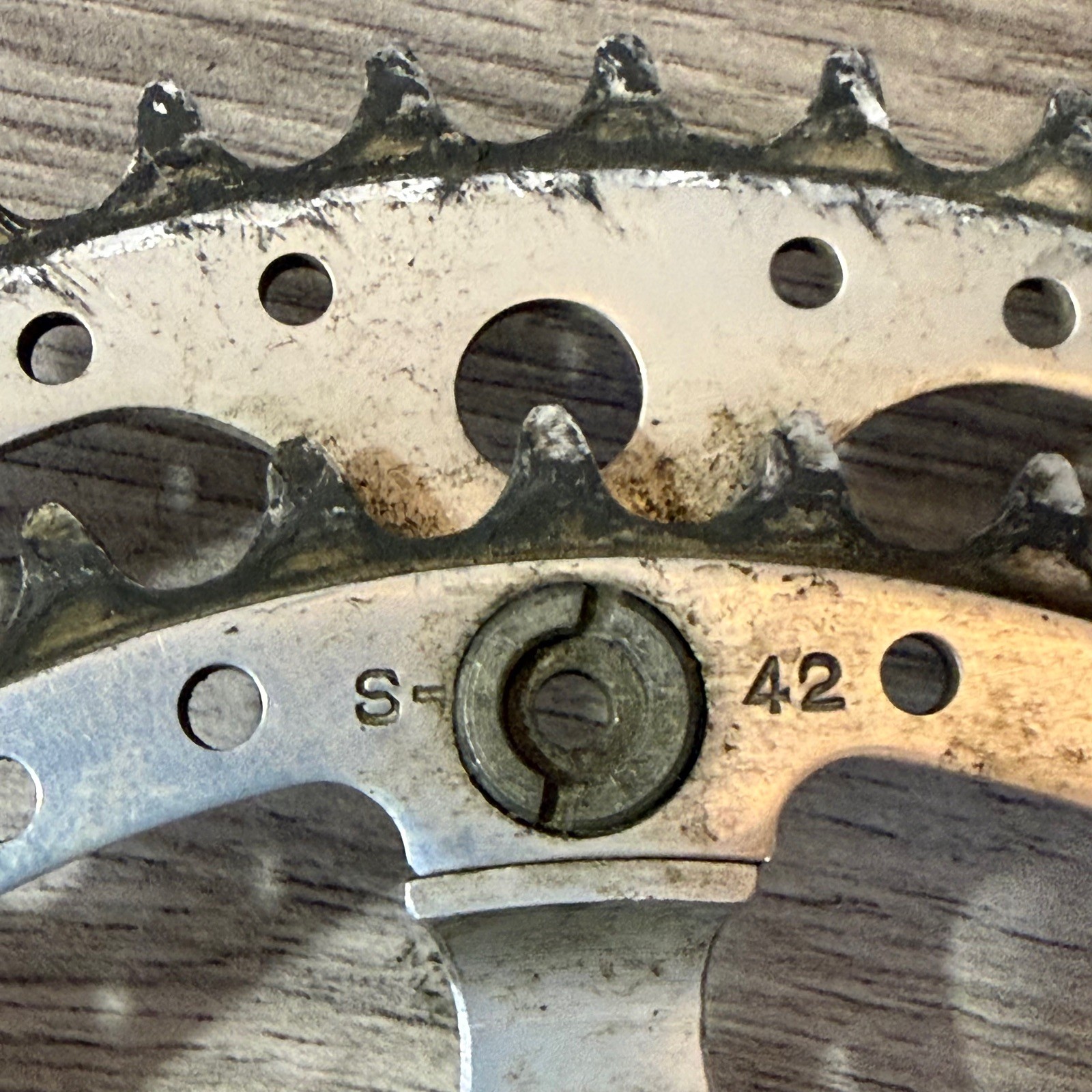 Vintage Sugino Mighty Crankset 171 53 42 Square Taper Drillium 144BCD Drilled 