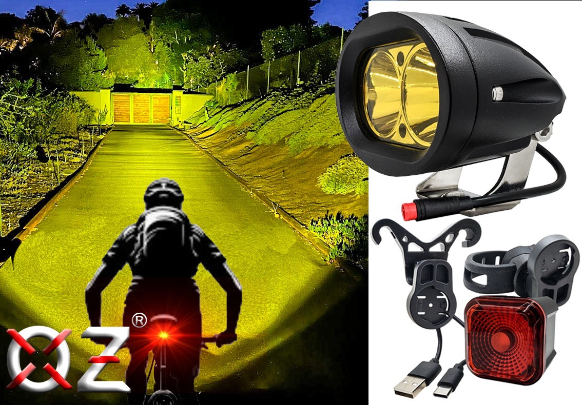 E-Bike Neon Yellow LED Headlight 2-Pin Julet Plug & Smart Brake Light Lectric