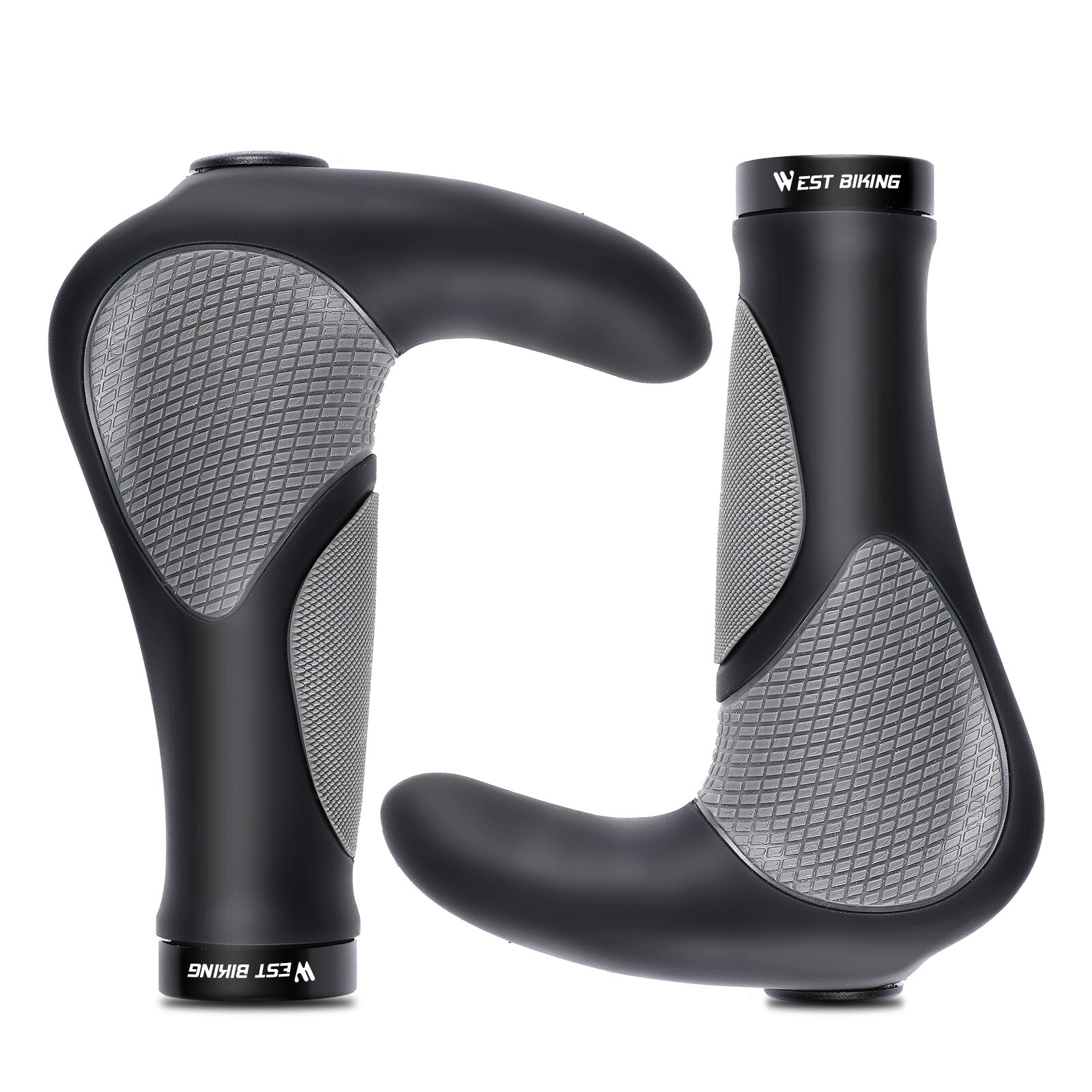WEST BIKING Bike Grip Lock-on Rubber Ergonomic Bicycle Handlebar Bar Ends Plugs