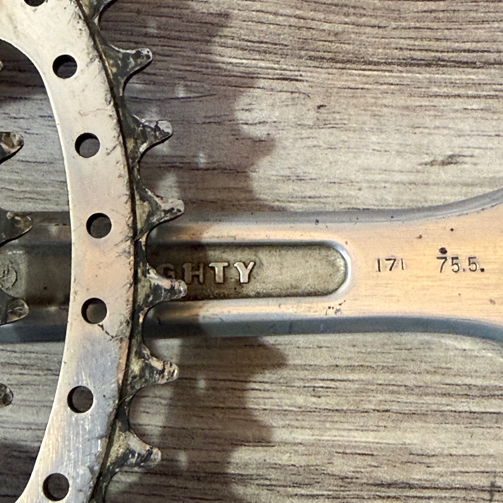 Vintage Sugino Mighty Crankset 171 53 42 Square Taper Drillium 144BCD Drilled 