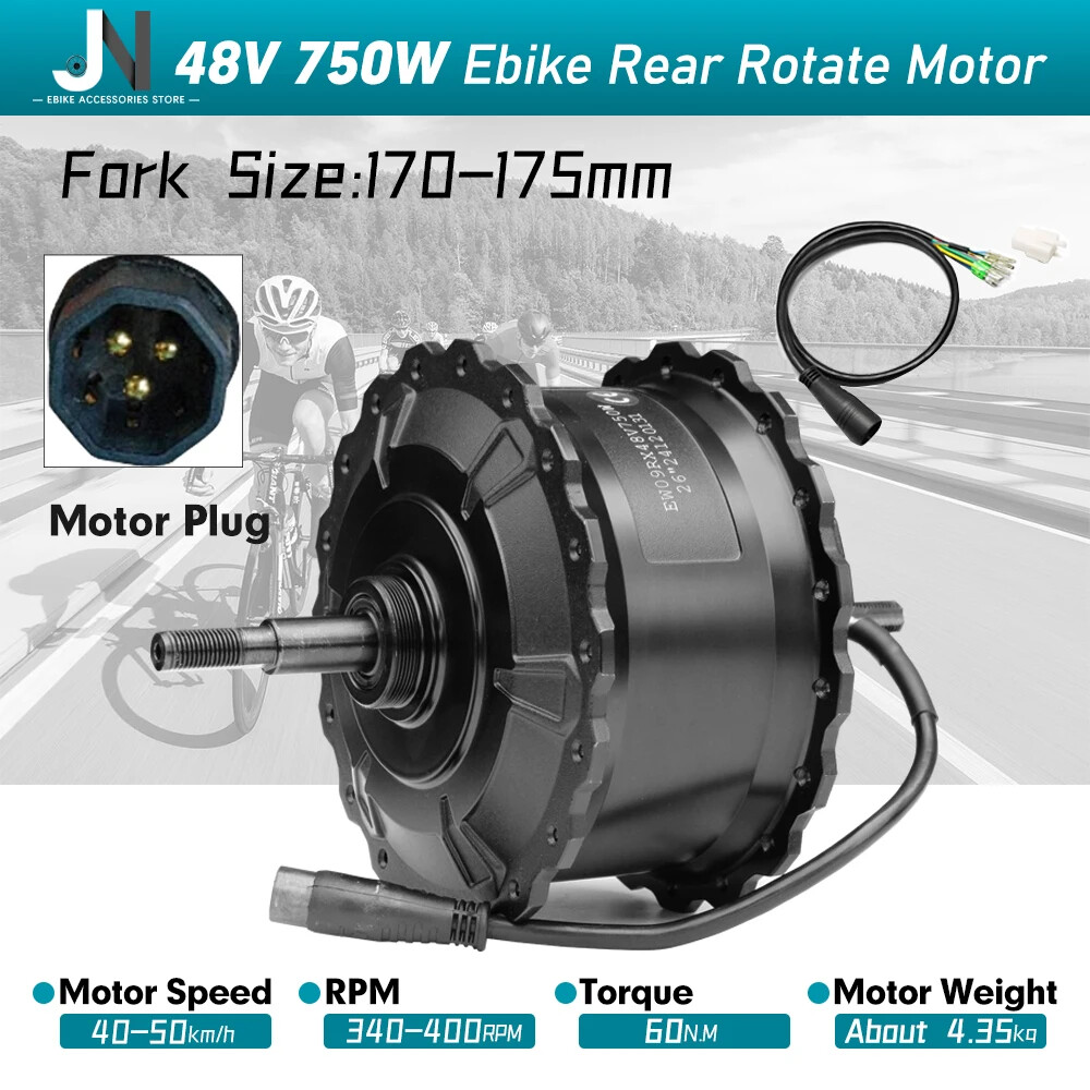 48V 750W Snow E-Bike Hub Motor 4.0Tyre Gear Rear Rotate Wheel Dropout 170-175mm