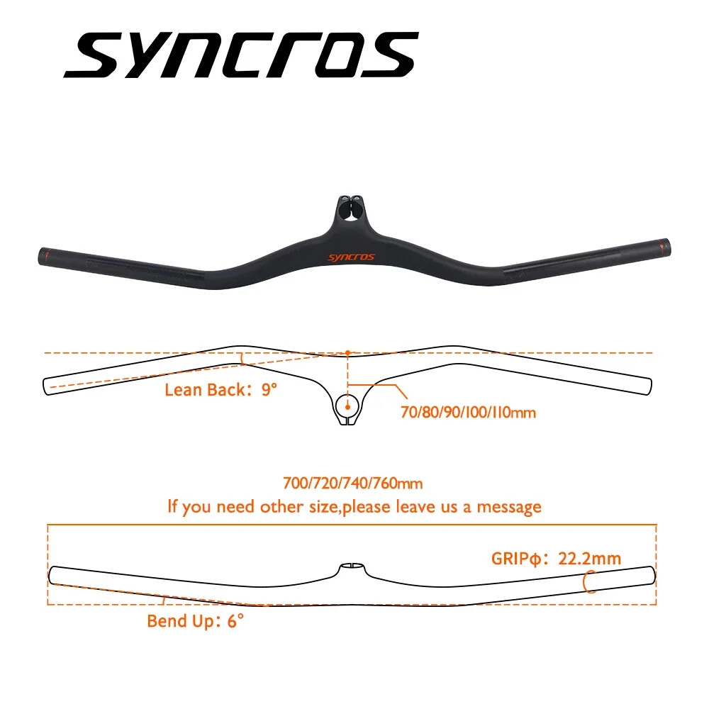 MTB Bicycle Integrated Carbon Handlebar with Stem -8/-17/-25 Degree 60*740mm