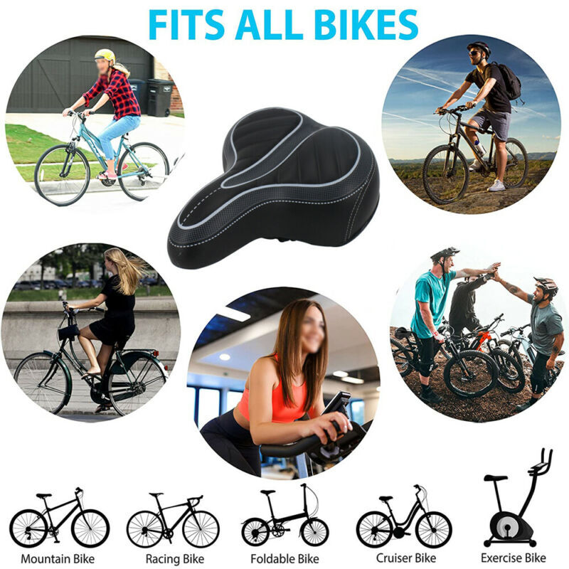 For Bike E-Bike Bicycle Comfort Wide Big Bum Gel Cushion Soft Saddle Seat Pad