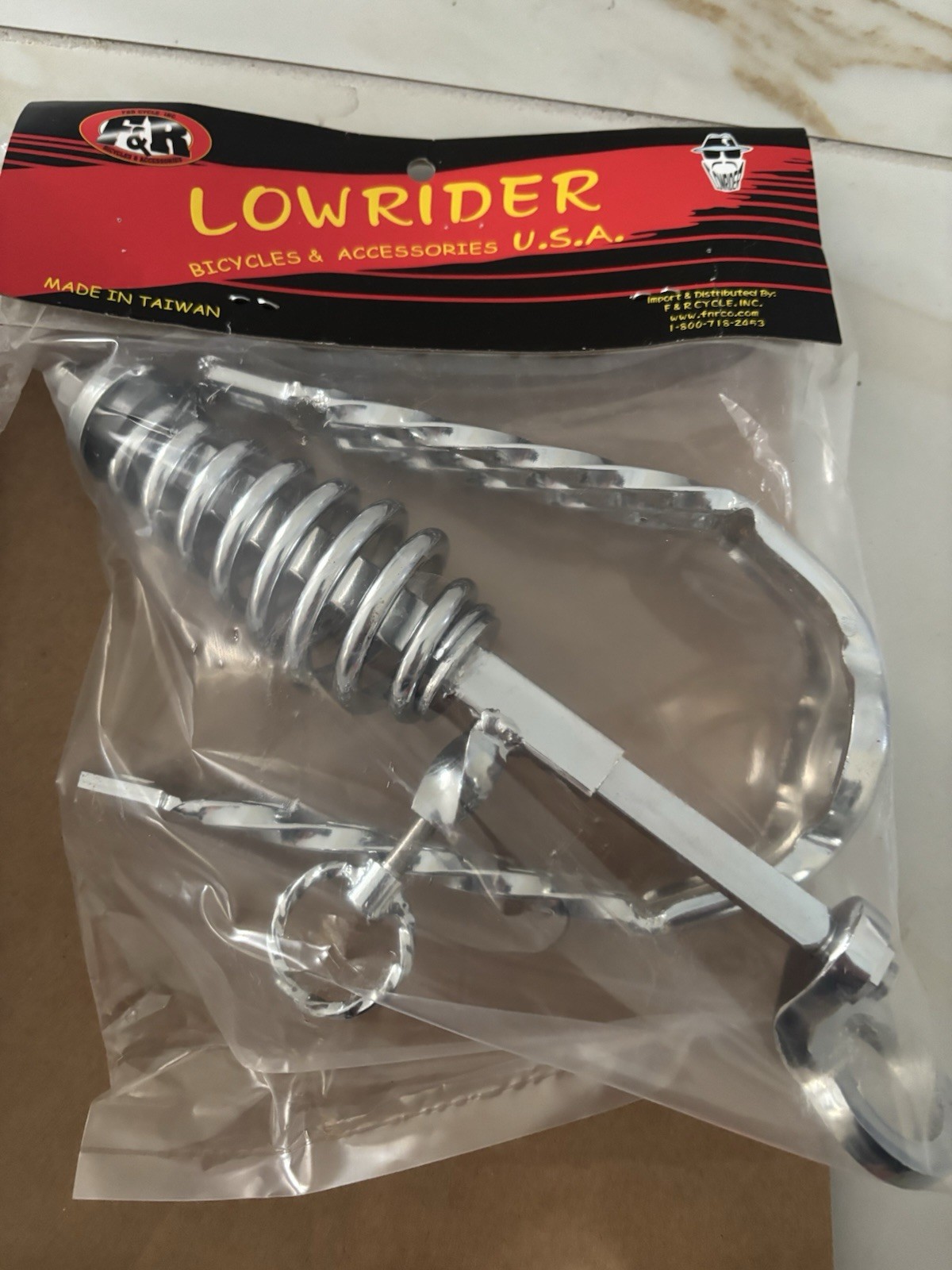 Lowrider Bike Springer Fork Slammer – Triple Square Twisted Crown Chrome.