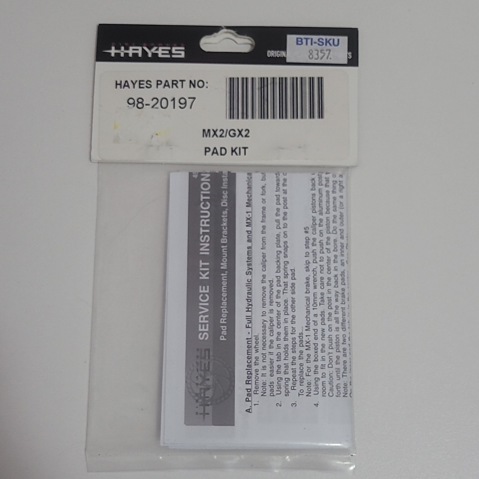 Hayes MX2 GX2 Disc Brake Pad Kit 98-29197 OEM NOS 2004 MTB New Sealed