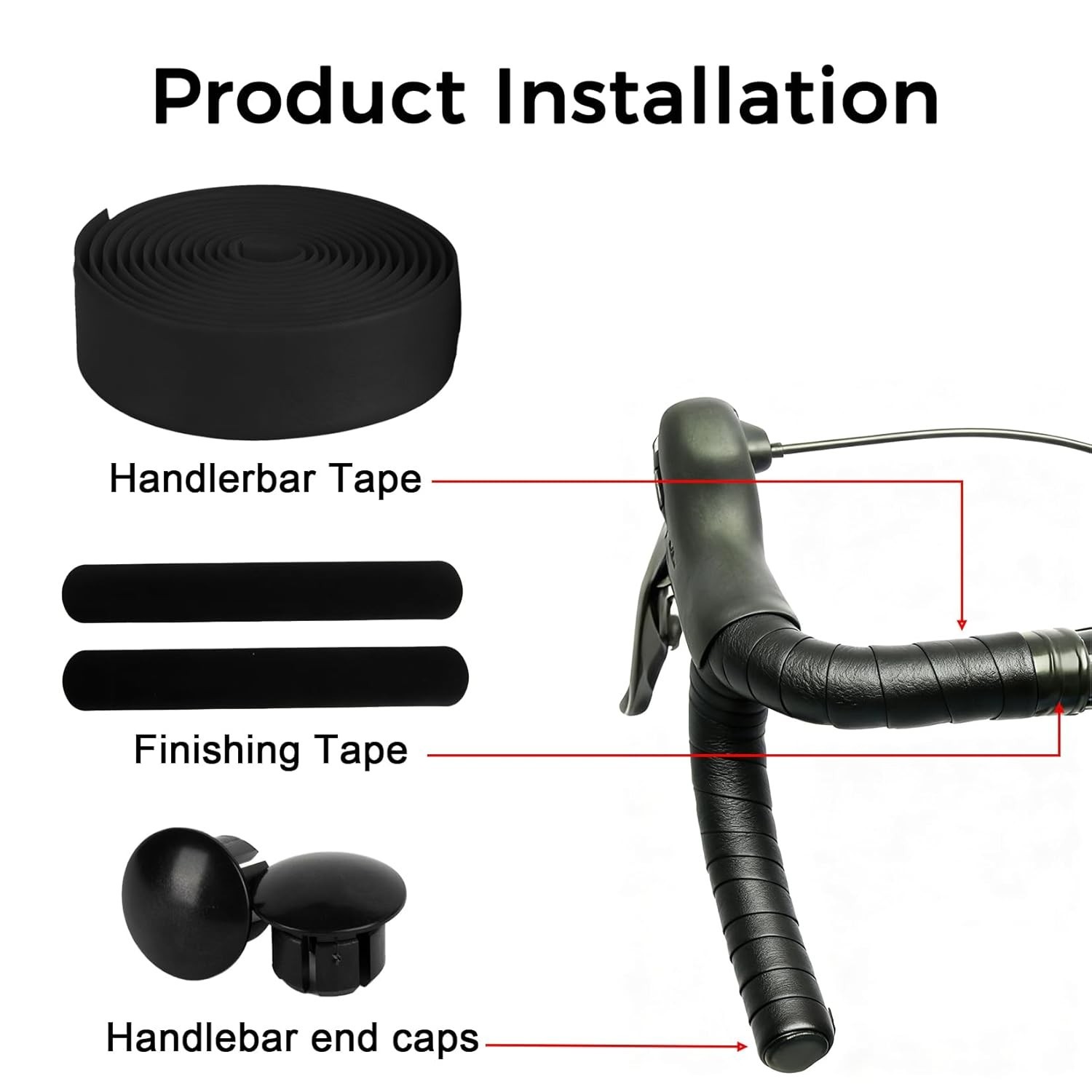 Bike Handlebar Tape – EVA Bike Grip Tape for Road Bike 2 Rolls Black