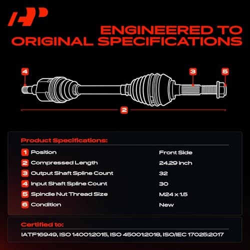 Front Left or Right Side CV Axle Shaft Assembly Compatible with Jeep Cherokee