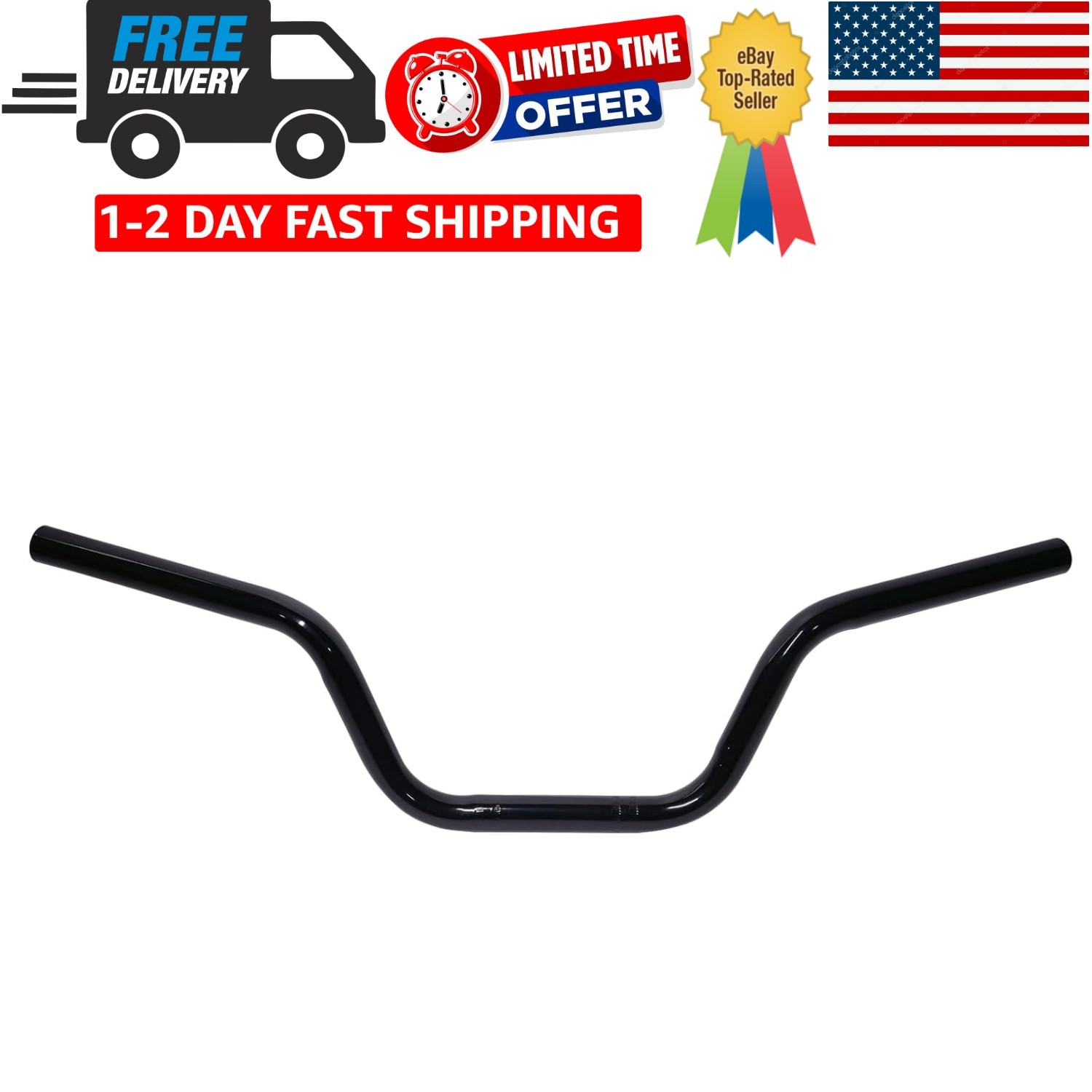 Black 7/8» Alloy Steel Mini Bike Handlebars for Coleman & Motovox Models