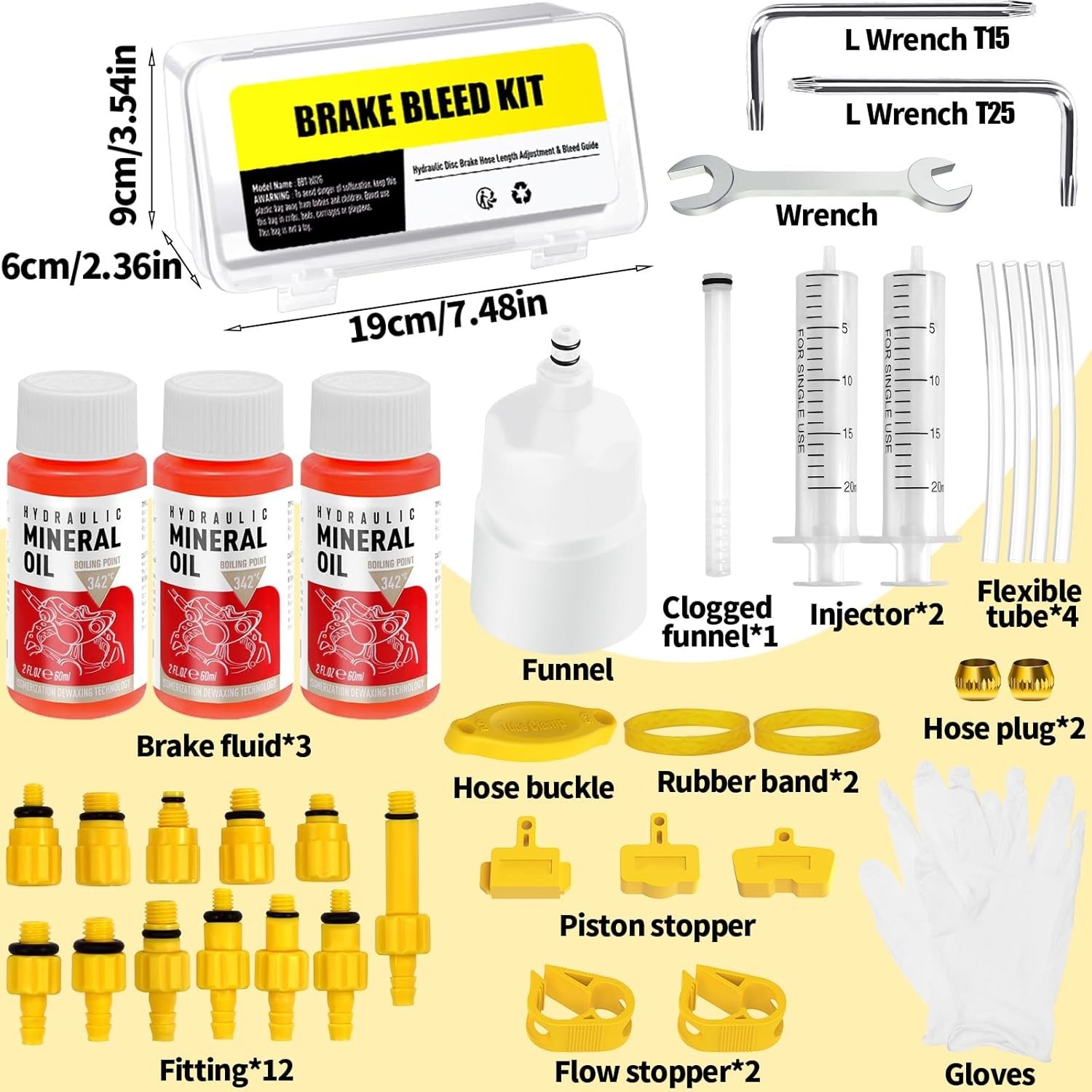 Bike Brake Bleed Kit with 180mL Mineral Oil for Shimano TEKTRO TRP Brakes