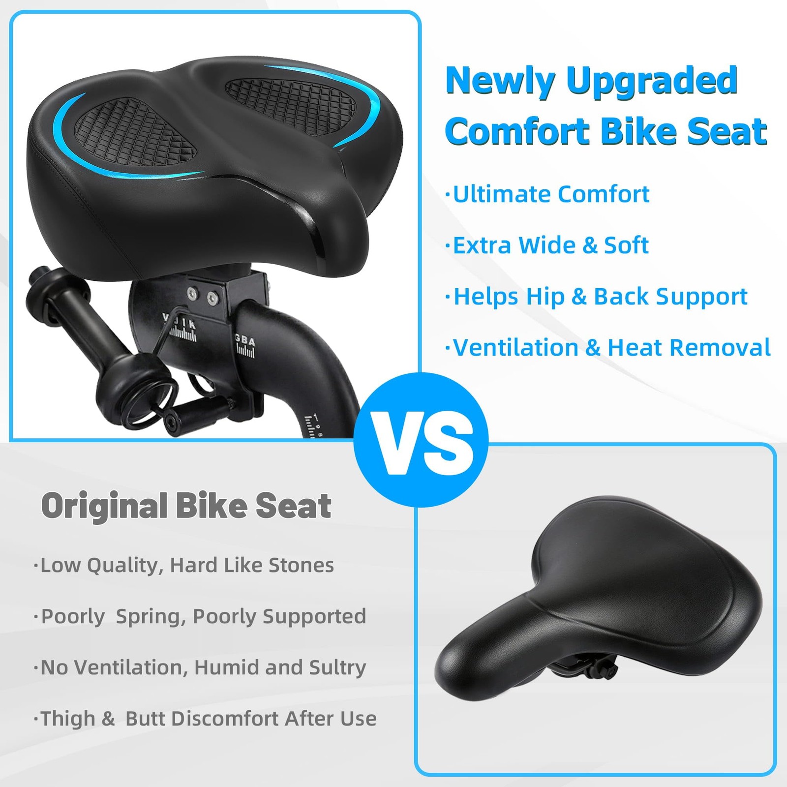 CDYWD Oversized Bike Seat for Men & Women Comfort Wide, Soft Padded Bicycle S…