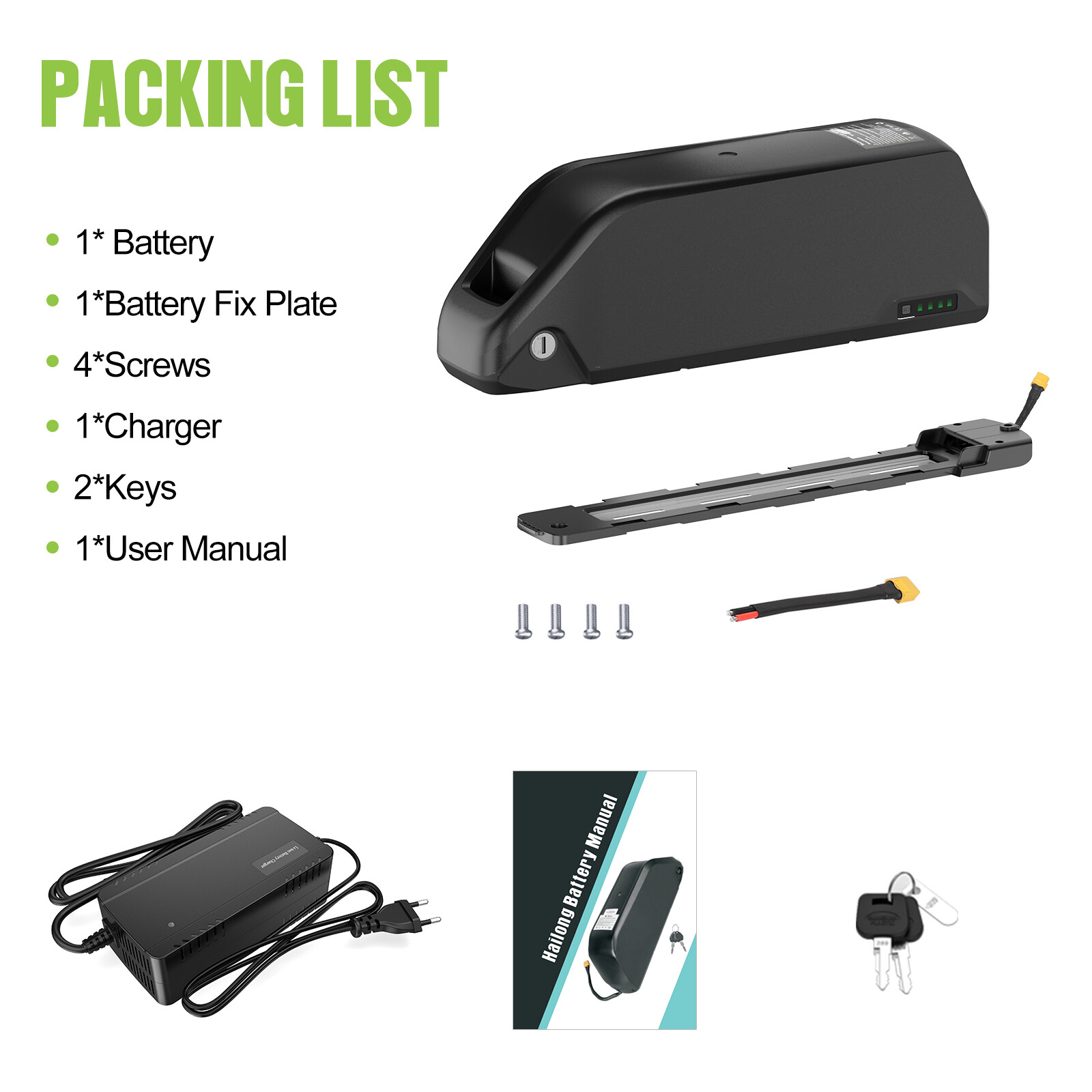 5Pins Ebike Battery Downtube Lithium Battery 20AH For Electric Bicycle Motor US