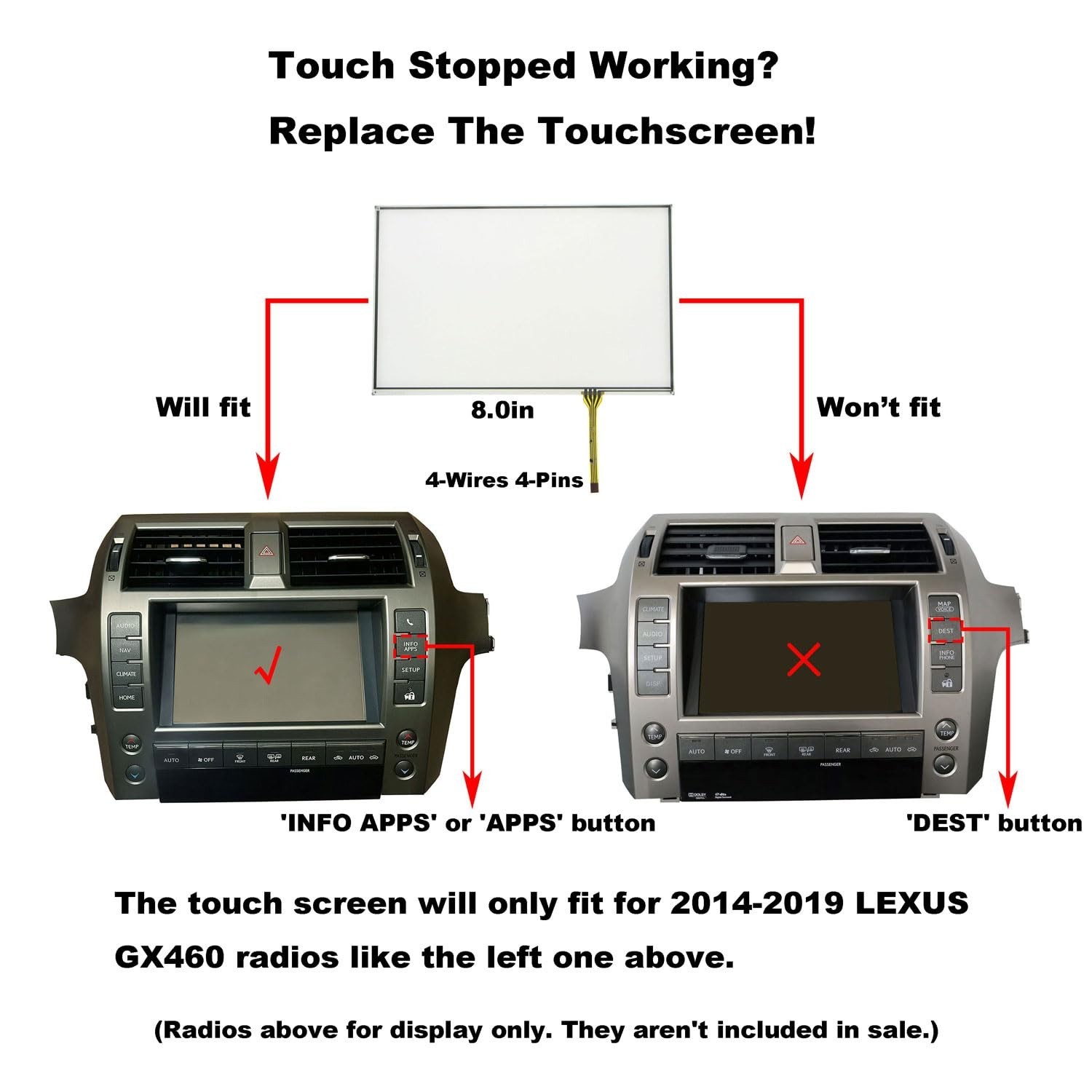 Touch Screen Digitizer Fit For Lexus GX460 Toyota Highlander Land Cruiser Pra…