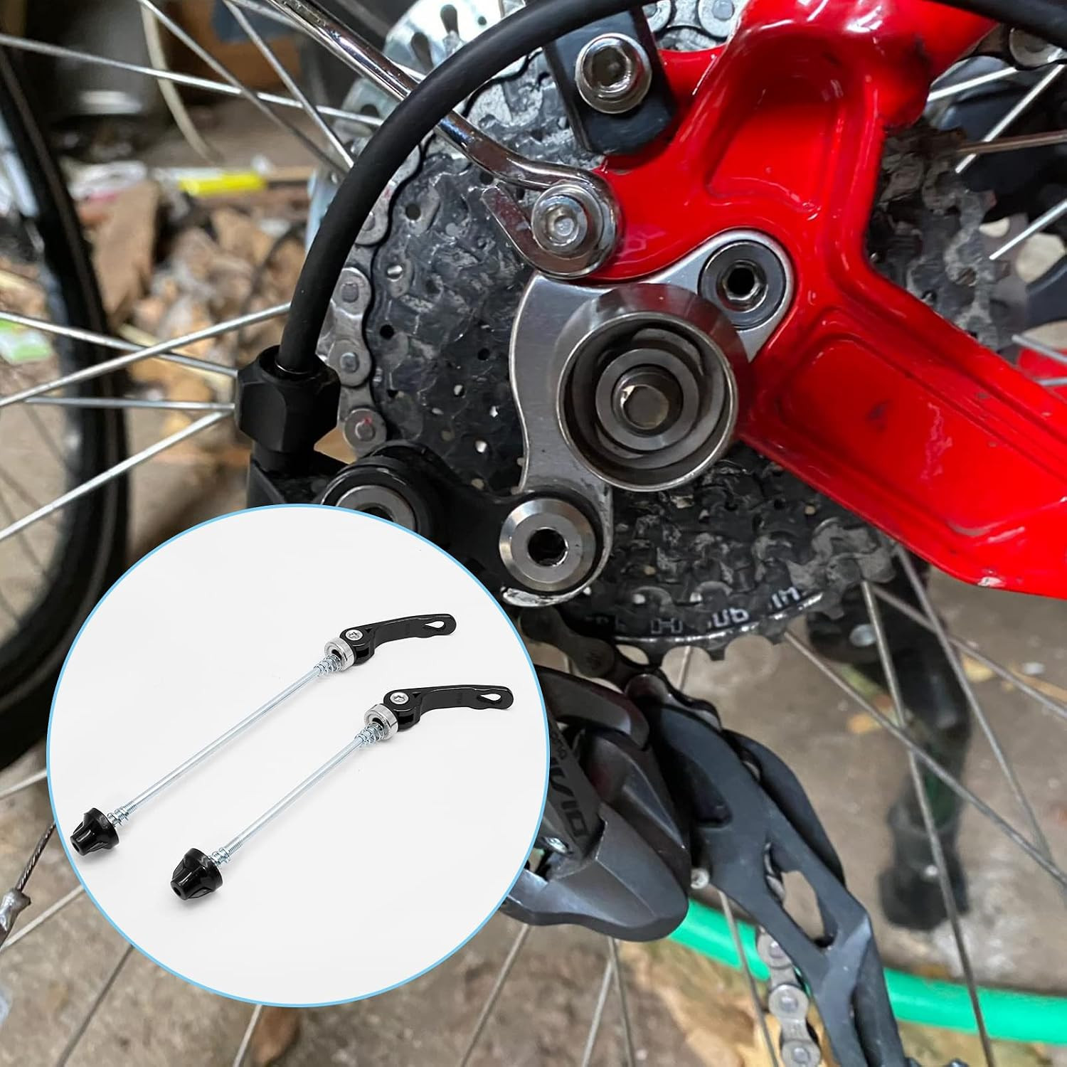 1Pair Quick Release Bicycle Hubs Bike Wheel Hub Front and Rear Skewers Clip Kit