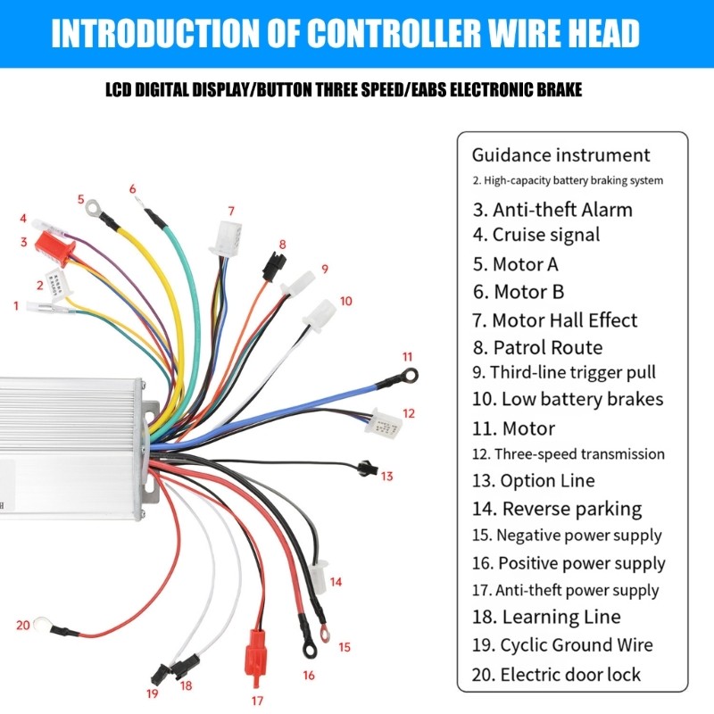 48V-72V Electric Bike Brushless Motor Controller 1200W-1500W 3 Gear Speed Design