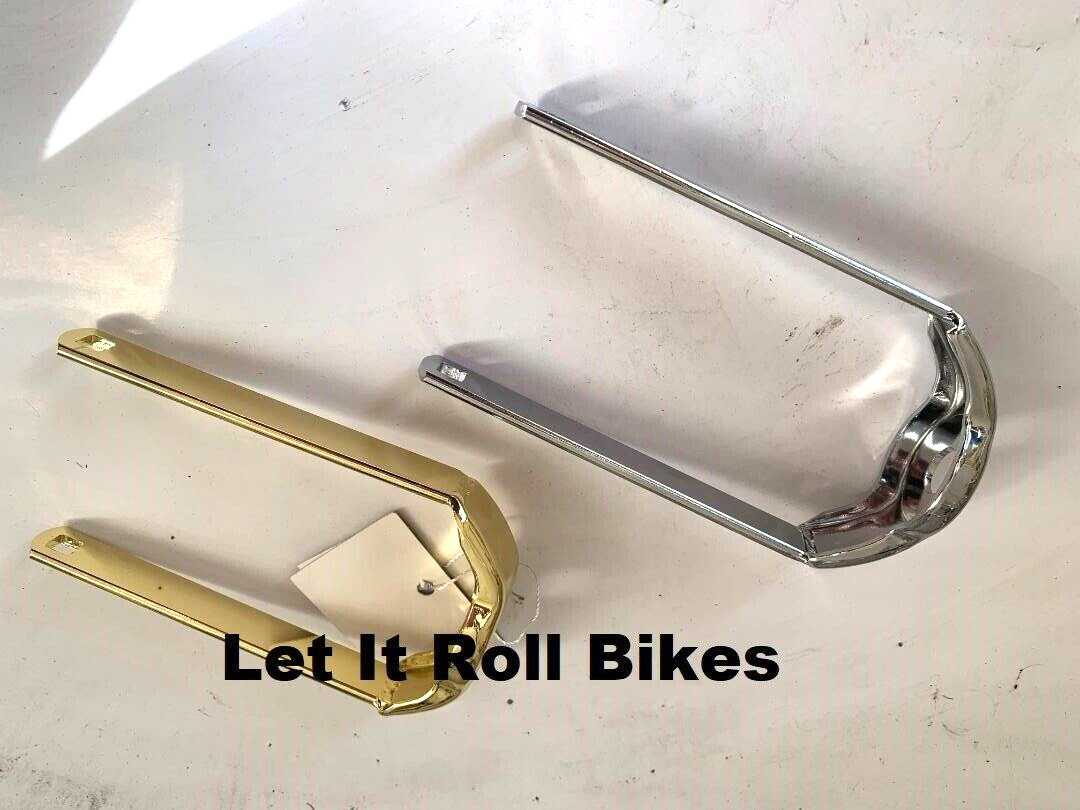 BICYCLE SPRINGER FORK CROWN EXTENDED FLAT chrome or gold LOWRIDER CRUISER BIKES