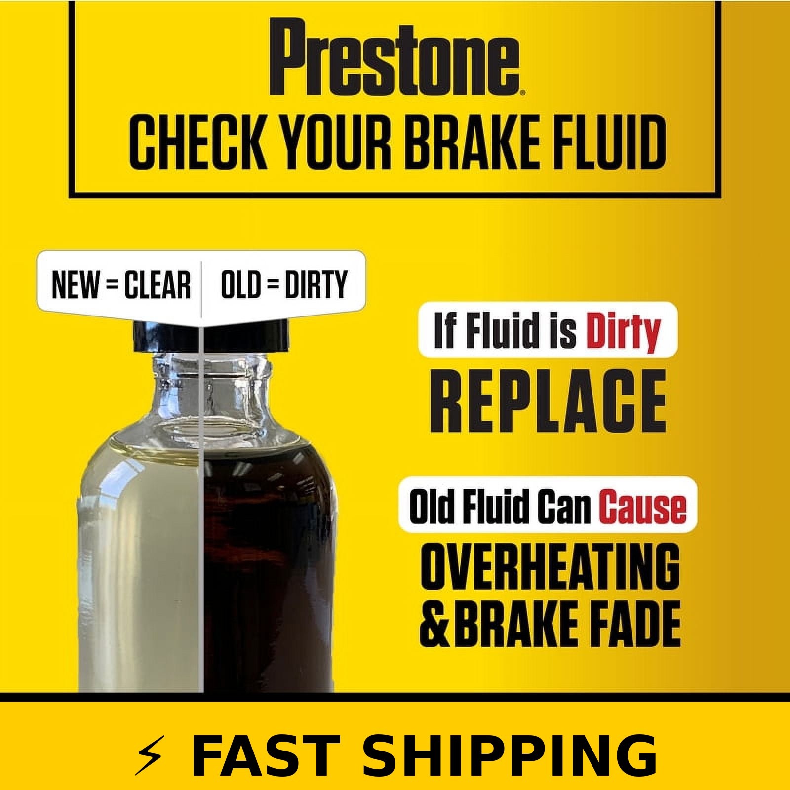 Prestone DOT 3 Brake Fluid – 32 fl oz Synthetic for Cars & Trucks