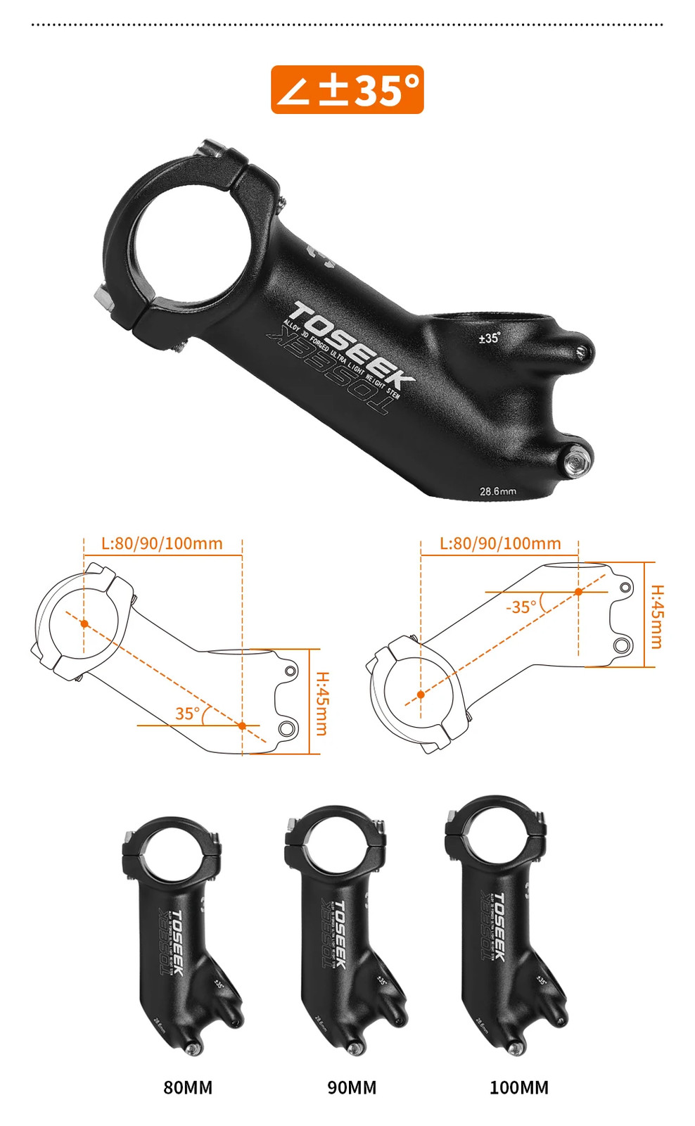 MTB Bicycle Handlebar Stem 60-100mm 28.6mm 31.8mm Negative Power Road Bike Table