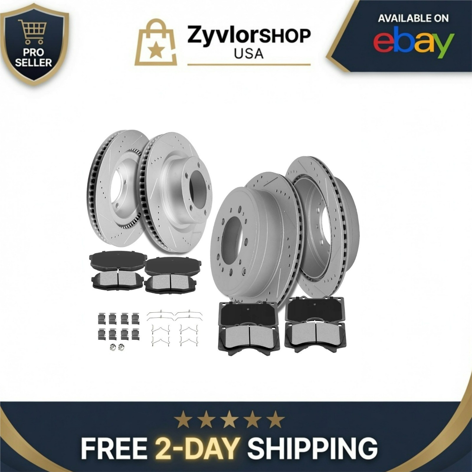 SCITOO Brake Pads and Rotors Kit for Lexus Land Cruiser Tundra Sequoia