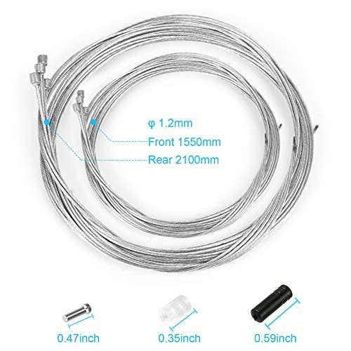 10 Pack Bike Shift Cable Kit 2.1m Zinc Coated Stainless Steel for Mountain Road