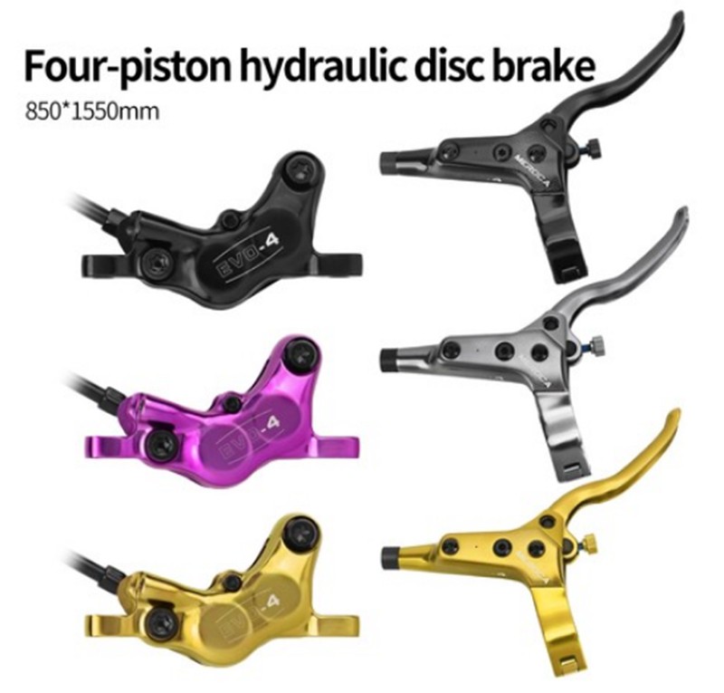 2pcs 4-Piston Hydraulic Disc Brake Set For Mountain Bike Front/Rear 850/1550mm