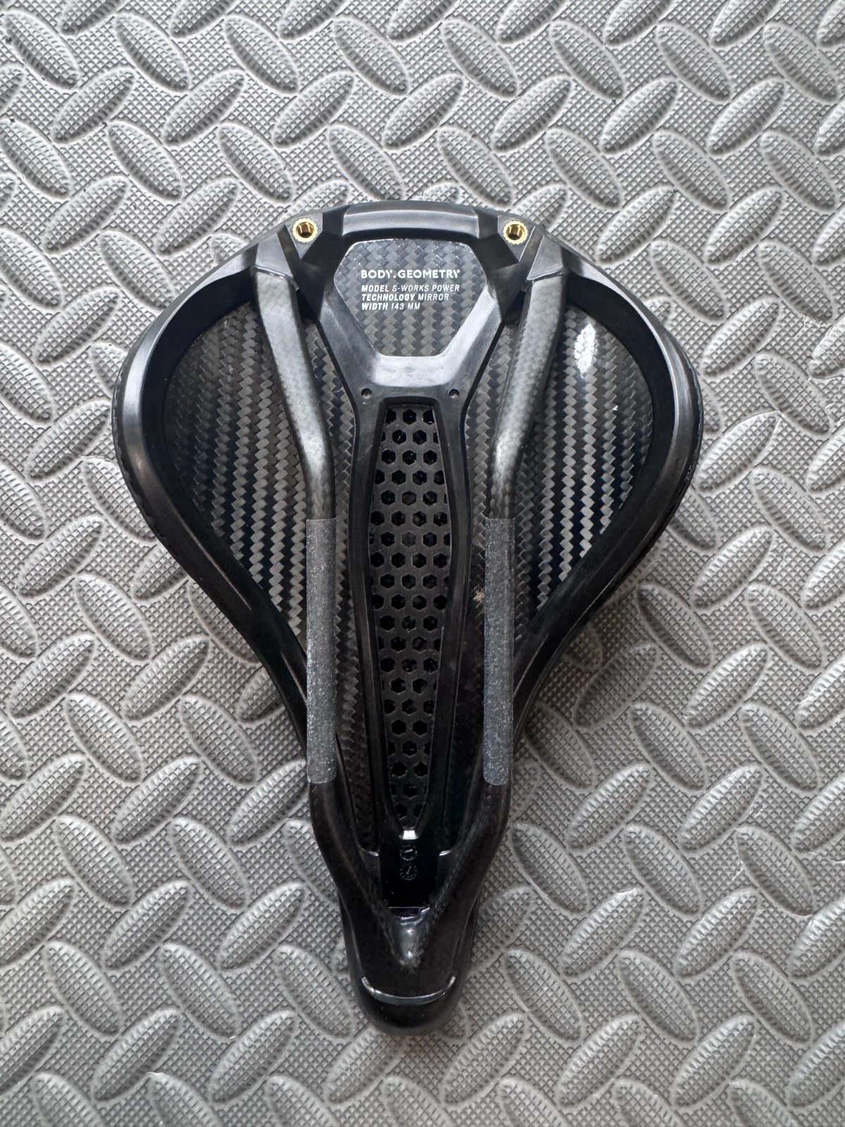 Specialized S-Works Power Saddle with Mirror 3D Printed 143mm Carbon Fiber Rails