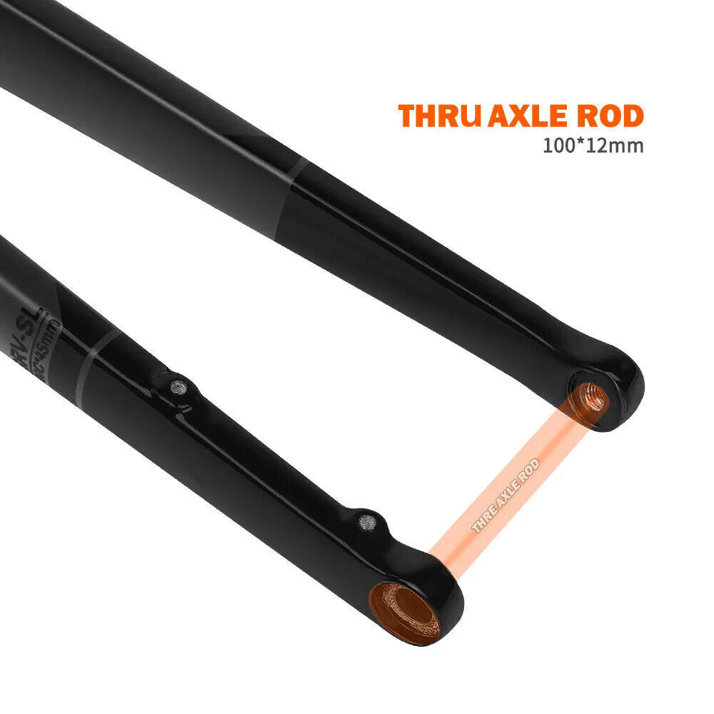 TOSEEK 700C Carbon Fiber Gravel Road Bike Fork Disc Brake QR/Thru Axle 100*12mm