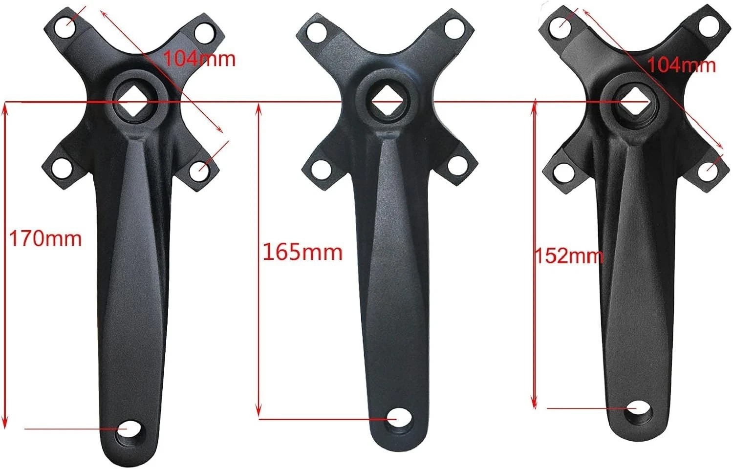 MTB Crank Arm Set 104 BCD Square Taper Mountain Bike Crankset 152mm 165mm 170mm
