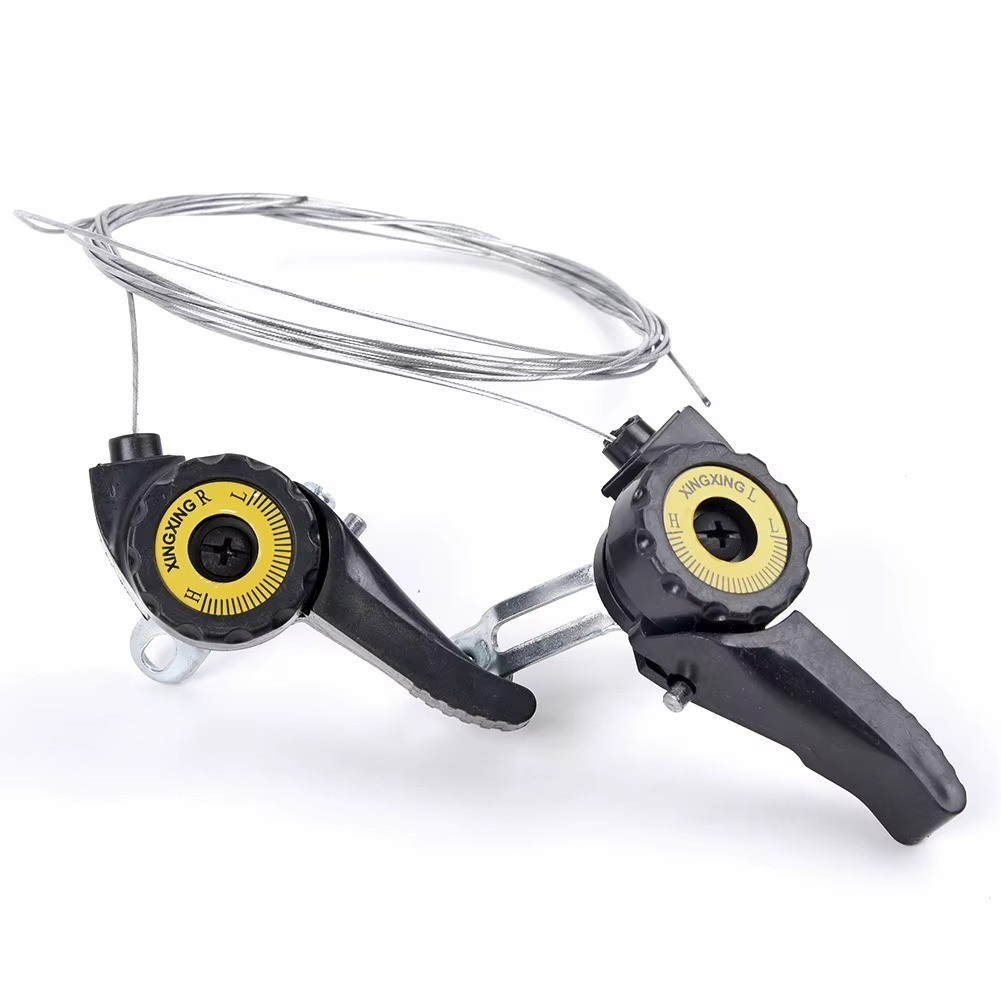 1 Pair 3×5/6/7, 15/18/21 Speed Bike Thumb Shifter Shifters with Inner Cable Nero